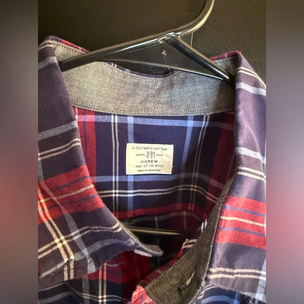 J.Crew Classic Fit Men's Size LT Tall Plaid 100's 2-Ply Cotton L/S Casual Shirt